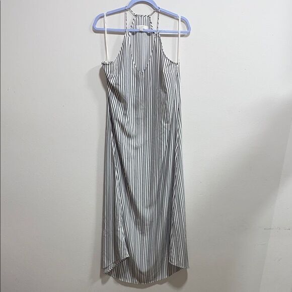 LOFT Striped Halter Maxi Dress Black White Sleeveless‎ Size 10 - Picture 3 of 12